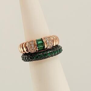 Bomb Party May 2pc Ring Size 6 “Evergreen” Lab Created Emerald on Rose Gold